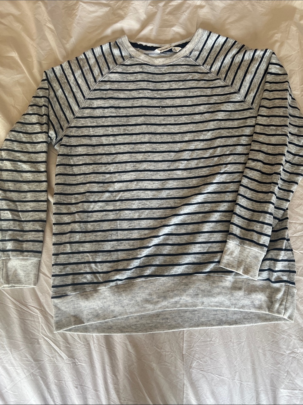 Abercrombie Light Weight Striped Crewneck Pullover - Grey & Navy Size L